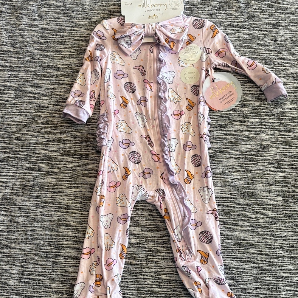 Kids One Piece Pajama set milkberry cowgirl set - Picture 1 of 1